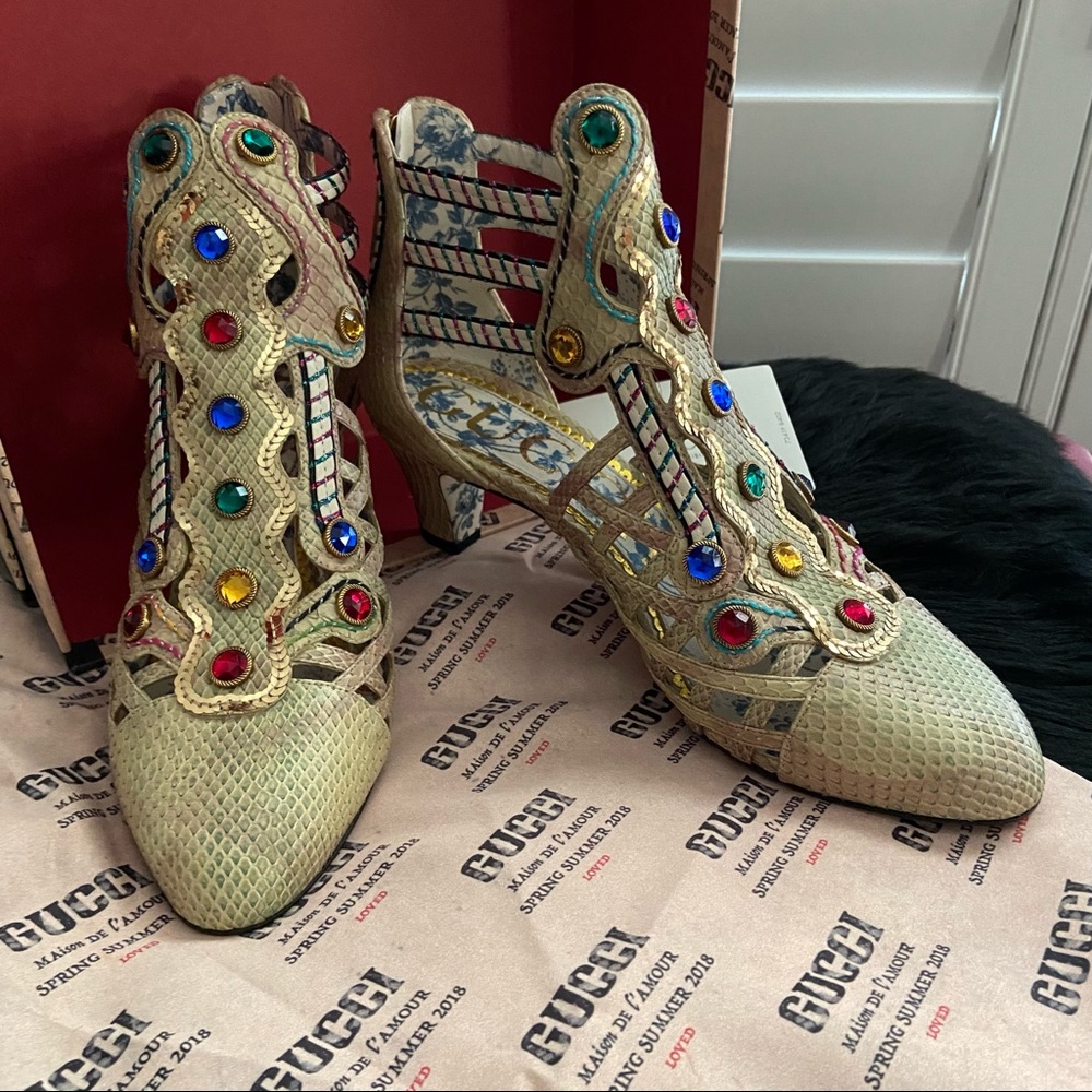 Gucci Python Multicolor Gem Booties - image 3